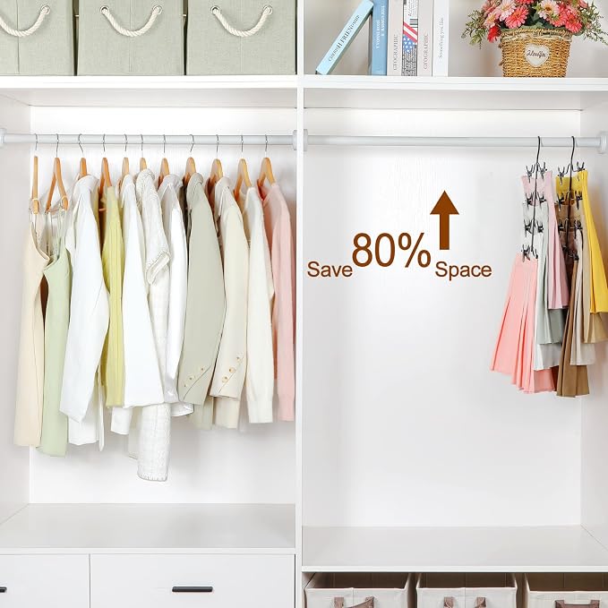 TOPIA HANGER 4 Tier Black Skirt Hangers for Women, Pants Hanger Space Saving with Adjustable Clips, Save 80% More Space, Clip Hanger for Slacks, Trousers, Shorts, Jeans, Towels, 4-Pack, CT75B - Image 2