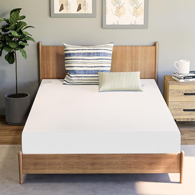 Neo Sleep 8 Inch Twin XL Cooling Green Tea Gel Memory Foam Medium-Firm Mattress Pressure Relief CertiPUR-US Certified Foam-in-a-Box Kids and Adults No Fiberglass (Twin XL, 8 in)