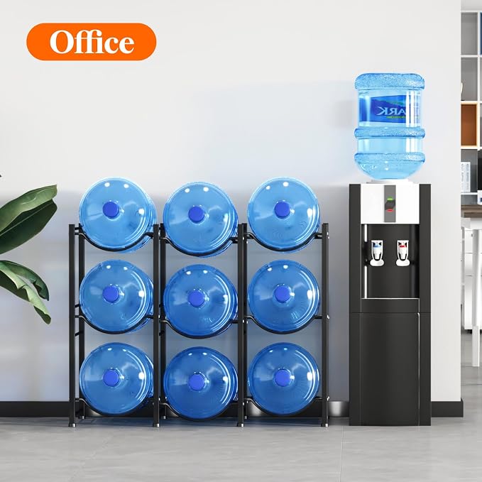 Lifewit 5 Gallon Water Jug Holder, 3 Tier Water Bottle Stand, 9 Slots Heavy Duty Water Dispenser Rack for Gallon Jugs, 375 lb/170 kg Capacity Detachable Water Jug Shelf Organizer for Home/Office Black - Image 6