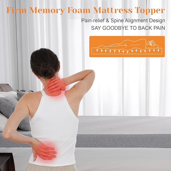 Extra Firm Mattress Topper King Size, 3 Inch High-Density Firm Mattress Pad for Back Pain Relief, Bed Topper with Removable Cover, No Smell, No Slip, CertiPUR-US Certified, 80" x 76"