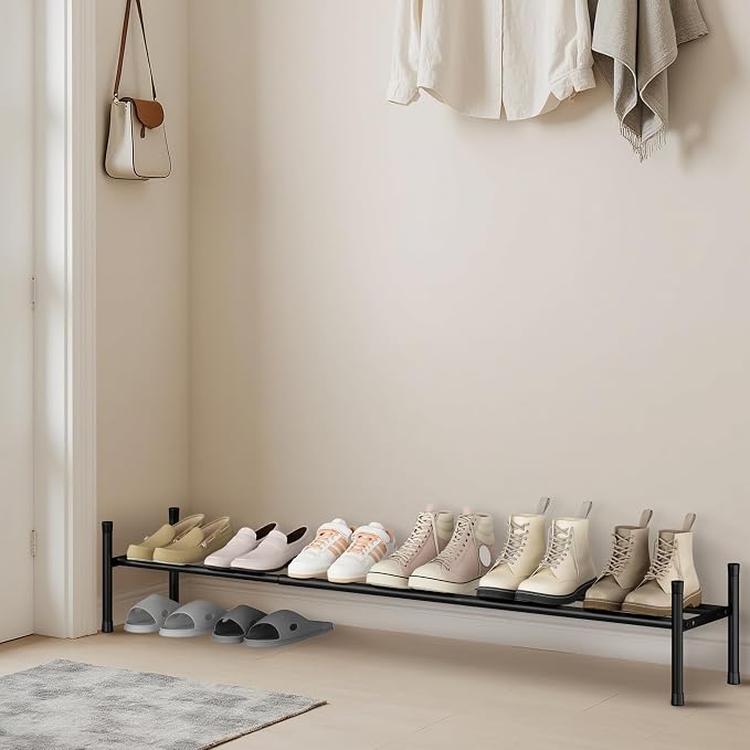STORAGE MANIAC Long Expandable Shoe Rack, 6 Pairs Metal Wide Stackable Shoe Rack, Adjustable Shoes Shelf, Freestanding Shoes Organizer for Closet, Entryway, Hallway, Garage, Front Door, 1 Tier - Image 7