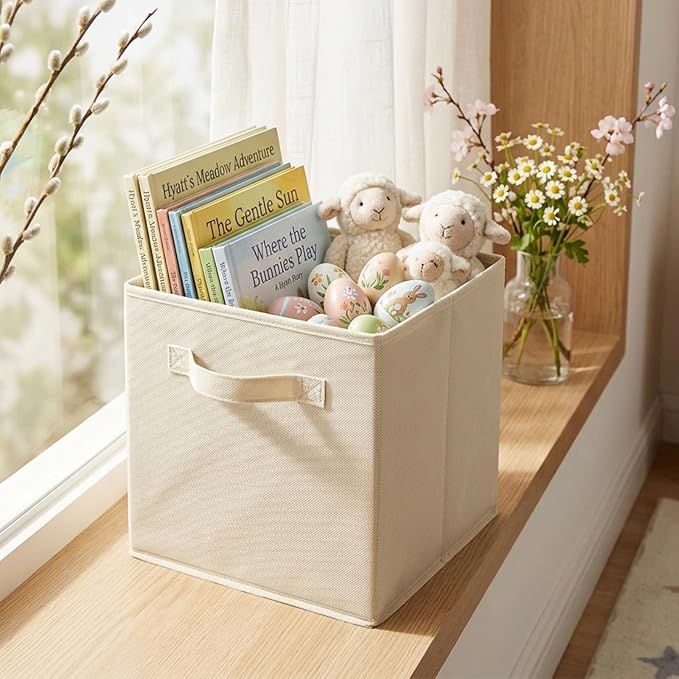 ShellKingdom Storage Bins, Foldable Fabric Storage Cubes And Cloth Storage Organizer Drawer For Closet And Toys Storage,2 Pack (Beige) - Image 7