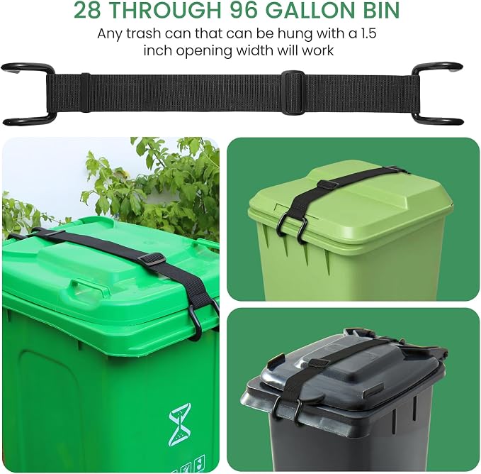Metal Non-Slip Double Claw Trash Can Lid Lock, Adjustable Animal-Proof & Windproof Garbage Can Lock, Universal Fit for 28-96 Gallon Outdoor Bins (1) - Image 6