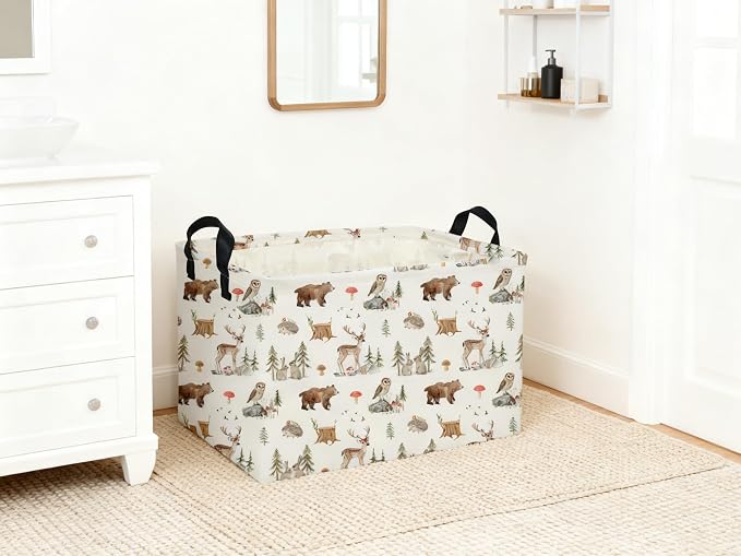 Rectangle Kids Baskets Animal Basket Cute Storage Bin Organizer Box for Room Decor Gift Basket(Woodland animal) - Image 4