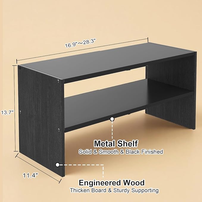 Black Shoe Rack Organizer for Closet, 2-Tier Expandable Shoe Shelf, Stackable Iron Wood Combination Small Shoe Racks Shelves for Closets, Entryway,Small Space,Hallway,Garage,6-12 Pairs - Image 2