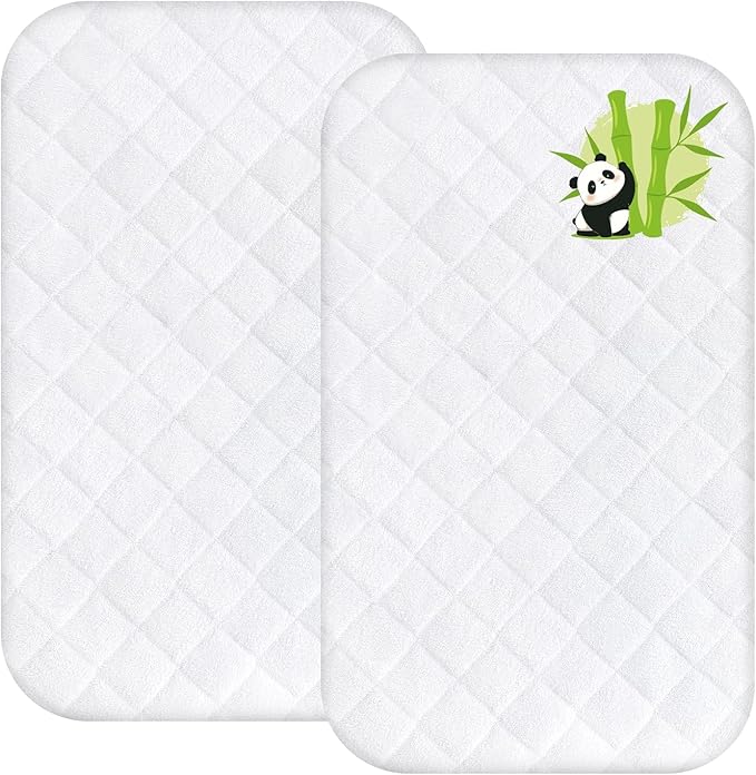 Waterproof Bassinet Mattress Protector Cover, Fits for BabyBond, BCOL, Koolababy/KoolerThings, Jimglo, INFANS and Semphis Bassinet, 2 Pack, Skin Friendly and Breathable Bassinet Mattress Pad