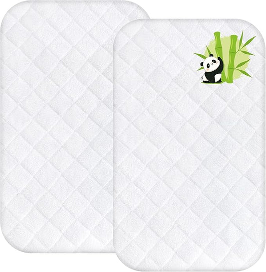 Waterproof Bassinet Mattress Protector Cover, Fits for Baby Delight Beside Me Dreamer Bassinet and Mika Micky Bedside Bassinet, 2 Pack, Skin Friendly and Breathable Bassinet Mattress Pad