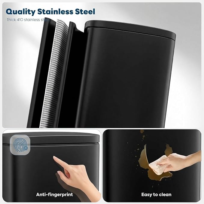 13.2 Gal Kitchen Trash Can, 50L Recycling or Garbage Bin, Brushed Stainless Steel Waste Basket, Soft&Quiet Close Dustbin, with Step-On Pedal, Removable Inner Bucket, for Home, Office, Living Room - Image 3