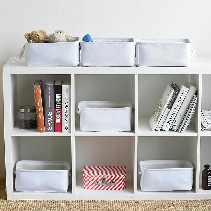 TheWarmHome Storage Basket for Gifts Empty - 11.8x7.8x5.2 inch 1 Pack Fabric Storage Cubes, Nursery Organizers and Storage for Closet Cloth Toy Book (White) - Image 3
