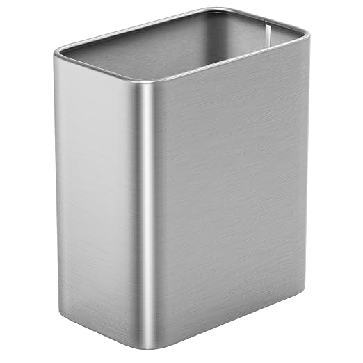 Cesun Small Bathroom Trash Can 2.1 Gallon Wastebasket, Modern Metal Garbage Can Office Waste Basket, Silver Stainless Steel Trash Bin for Bedroom, Home Office, Toilet, rv, Near Desk, Under Sink. by Cesun