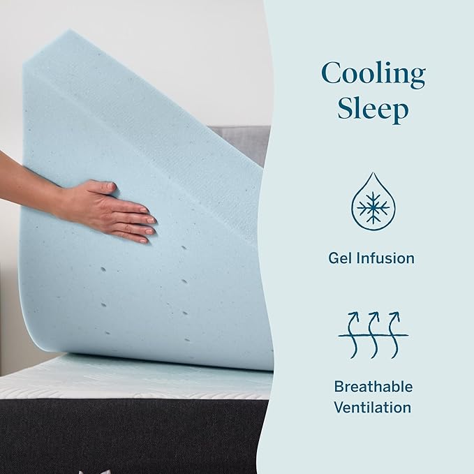 Lucid 4 Inch Memory Foam Mattress Topper, Full Size – Cooling Gel Bed Topper – Preassure-Relieving Ultra Plush Feel – Ventilated Breathable Design – CertiPur Certified - Dorm Room Essentials