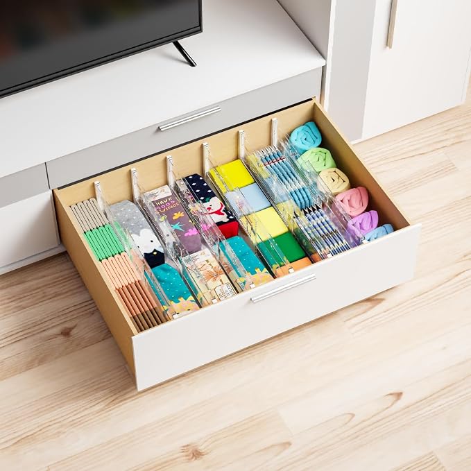 Yieach 8 Pack 6 Inch Tall Acrylic Drawer Divider for Clothes-Expandable from 12.3-18''-Adjustable Dresser Deep Drawer Dividers for Baby Clothing,Underwear,Clear in Drawer Separators for Kitchen,Office - Image 2