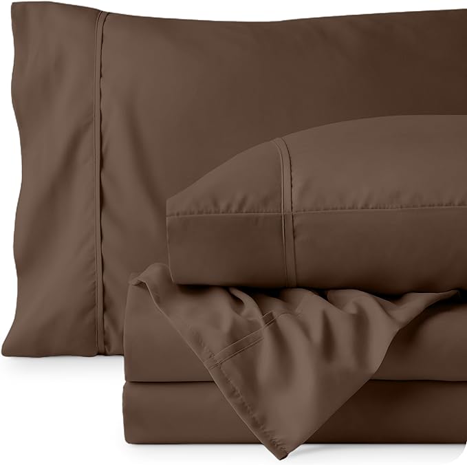 Bare Home Twin Sheet Set - 1800 Ultra-Soft Microfiber Twin Bed Sheets - Double Brushed - Deep Pockets - Easy Fit - 3 Piece Set - Bedding Sheets & Pillowcases (Twin, Cocoa)