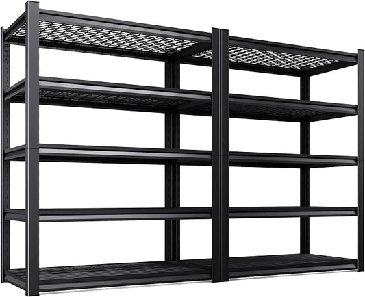 2 Pack Storage Shelves, 2500lbs Garage Shelving,Adjustable Heavy Duty Shelving Unit,5T Tall Garage Shelves，Metal Standing Shelf Units,Utility Rack For Kitchen Warehouse Industrial Basement 72*36*16 by KORVENA