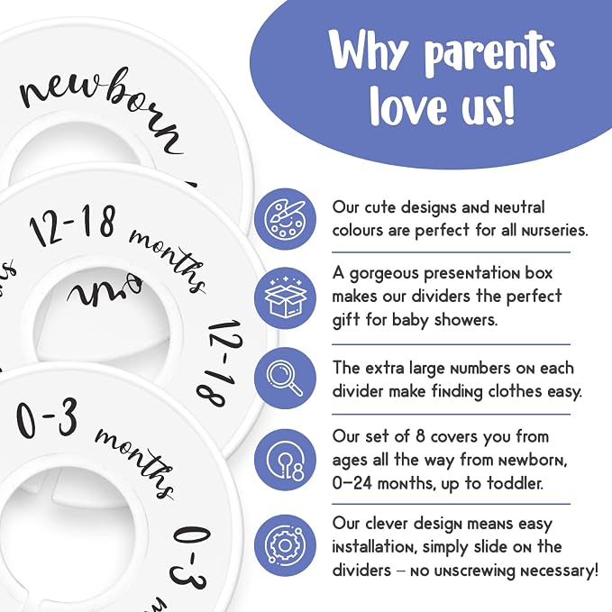 Eli with Love Baby Closet Dividers – Floral Design, Set of 8, Fits 1.5 Inch Rod, Nursery Clothing Organizer - Image 4