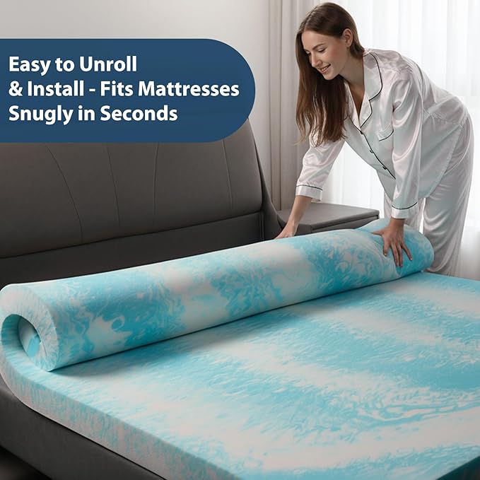 3 Inch Gel Memory Foam Mattress Topper Twin Size - Cooling Blue Foam Pad for Pressure Relief, CertiPUR-US Certified, Comfortable Bed Topper