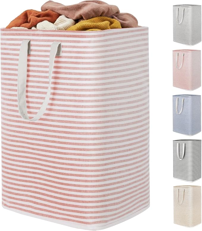 Lifewit 1 Pack Laundry Basket 80L Each, Collapsible Clothes Hamper with Reinforced Handles, Freestanding Waterproof Design for Bedroom and Laundry Room, Pink 80L Total by Lifewit