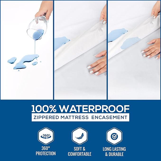 Utopia Bedding Mattress Protector Zippered Twin XL Size, 100% Waterproof Bed Bug and Dust Mite Proof Mattress Encasement, Absorbent 6 Sided Mattress Cover