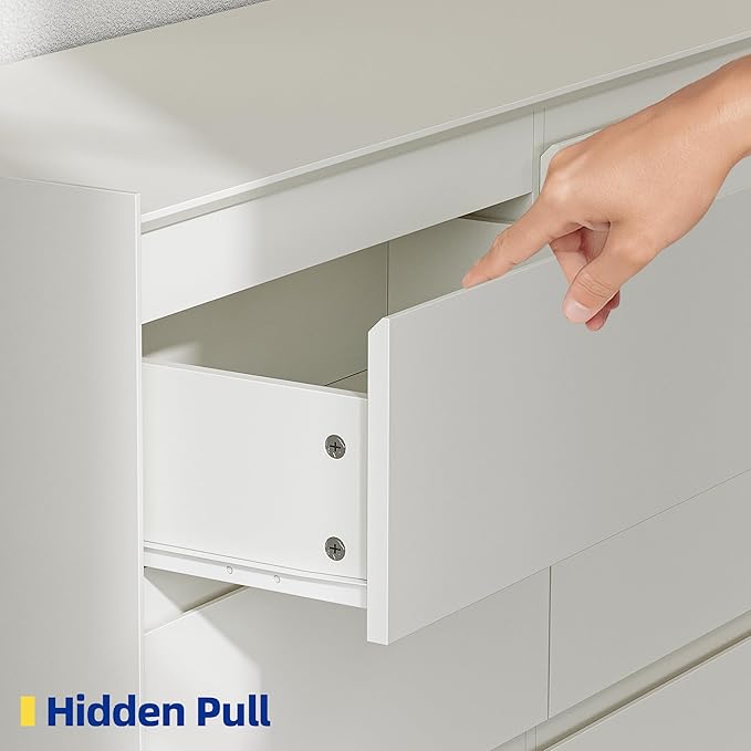 White Dresser for Bedroom, 62" Wide 9 Drawer Large Double Dresser, Modern Matte Wood High Capacity Chest with Anti-Tip Kit, Sturdy Storage Organizer for Master Bedroom & Family Room, Handle-Free