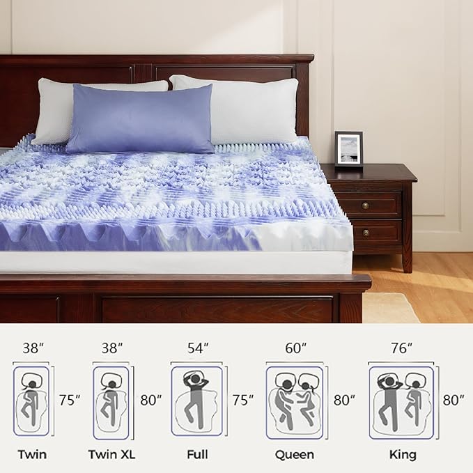 Dreamsmith 2 Inch Mattress Topper 7-Zone Memory Foam Mattress Topper Pressure Relief Soft Mattress Pad, CertiPUR-US Certified, King Size Bed