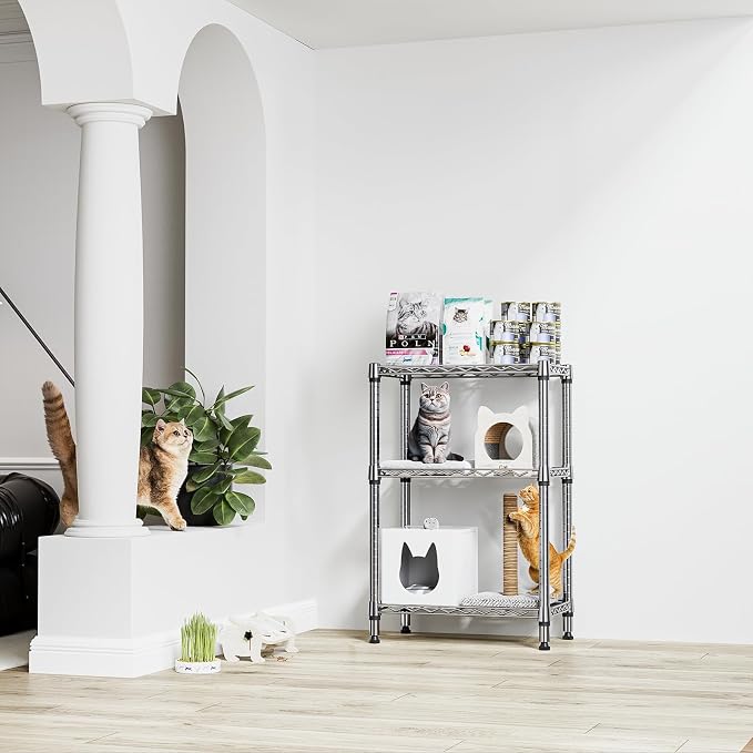 M MZG 750 lbs 3 Tier Shelf Metal Storage Shelves Shelving Wire Rack Heavy Duty Closet Organizers for Garage Kitchen Bathroom Laundry Chrome 13.8" D x 23.6" W x 35.5" H - Image 2