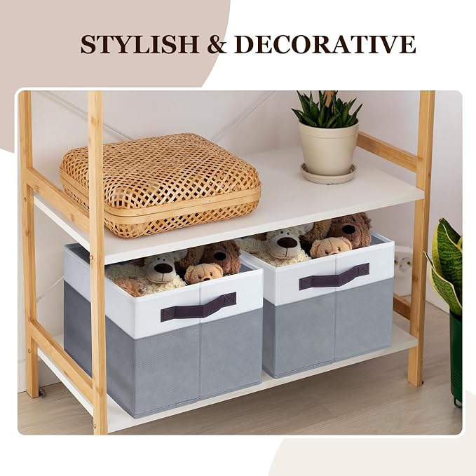Criusia 12 Pack Large Storage Baskets for Shelves | Fabric Closet Organizers and Storage Bins with Handles for Home Organization | Decorative Collapsible Basket for Organizing Clothes Toy Nursery - Image 5