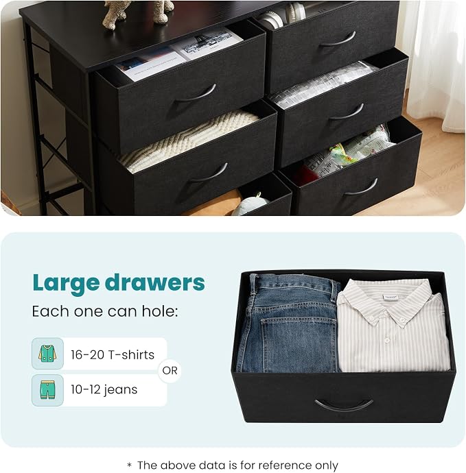 OLIXIS 6 Drawers Storage Organizers Units, Closet Organizers and Storage for Clothes, Fabric Storage Drawer TV Stand for Living Room, Chest of Dresser in 31.5" D x 11.8" W x 31.5" H, Black - Image 4