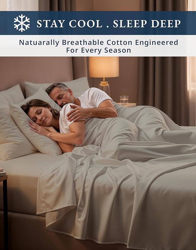 LANE LINEN 100% Egyptian Cotton Twin Sheets Set, Sustainably Produced Luxury Hotel Like Thick Twin Bed Sheets, Naturally Temperature Regulating Machine Washable Cotton Sheets - Silver