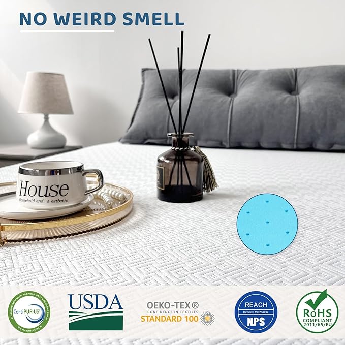 Airensky 4 Inch Memory Foam Mattress Topper, Cooling Gel Infused High Density Full (54"x75") Topper with Removable Skin-Friendly Cover, Bed Topper for Pressure Relief Back Pain, CertiPUR-US Certified
