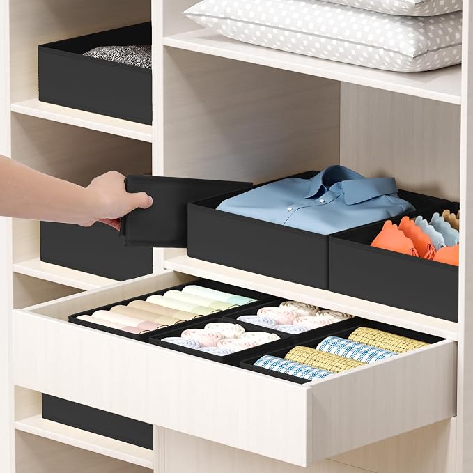 DIMJ Drawer Organizer Clothes - 16 Pack Baby Dresser Organizer for Nursery, Foldable Drawer Organizer Bins for Closet Bedroom Organization, Fabric Clothes Storage Dividers for Underwears, Socks, Bras - Image 7