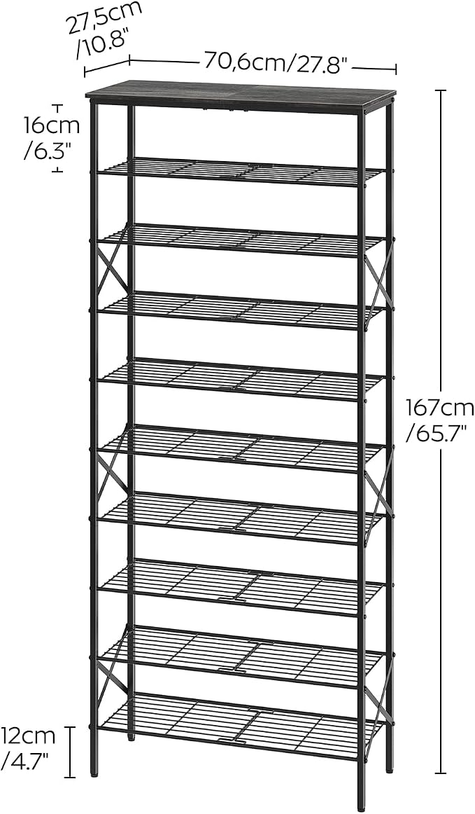 YATINEY 10 Tier Shoe Rack, Large Capacity Shoe Storage Organizer Holds 40 Pairs, Sturdy and Stable, for Entryway, Hallway, Closet, Dorm Room, Charcoal SS10BCG1 - Image 3