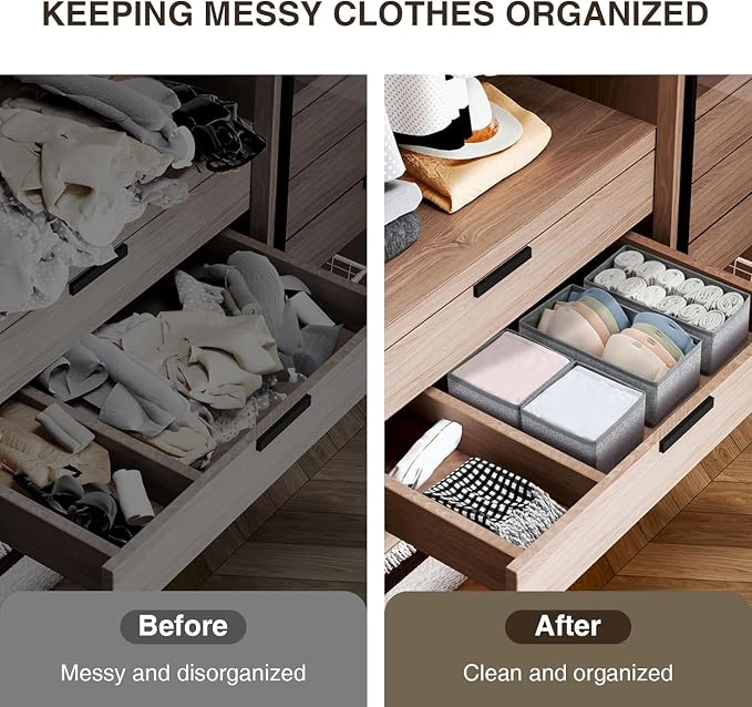 DIMJ Drawer Organizers for Clothing, Set of 12 Dresser Drawer Organizers, Fabric Closet Organizers and Storage, Drawer Dividers for Baby Clothes, Socks, Belt, Tie (Blended) - Image 6