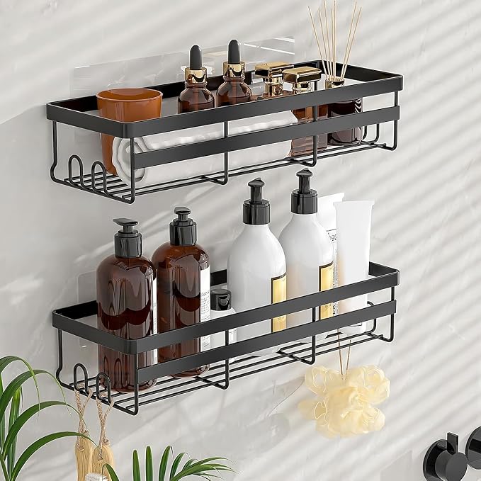 WOWBOX Shower Caddies 4 Pack - Adhesive Hanging Shower Shelf - Bathroom Organizers and Storage, No Drilling Stainless Shower Shelves for Home Decor, Bathroom Accessories (Large) - Image 7
