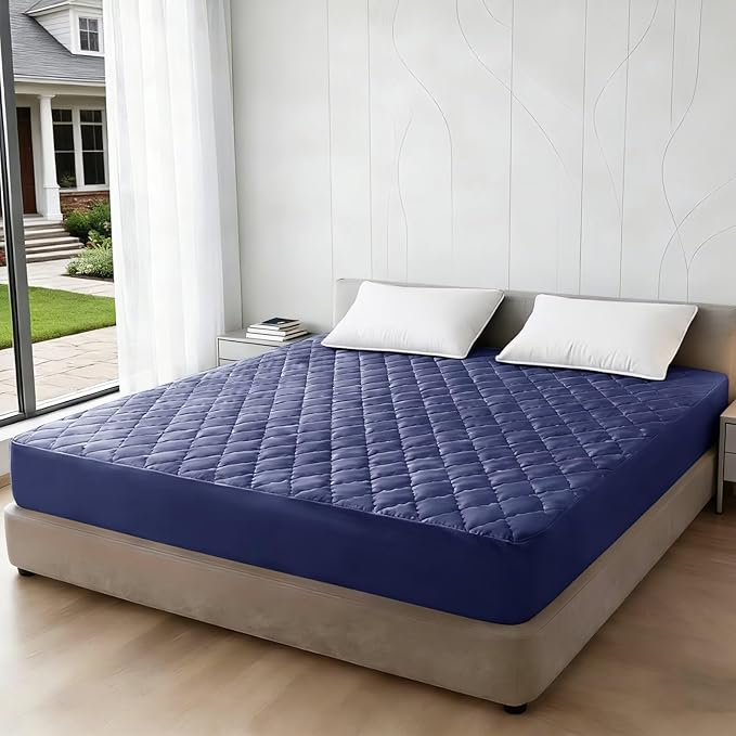 Shatex Queen Size Mattress Pad - Breathable Quilted Mattress Topper Protector with 8-16 Inches Deep Pocket, Machine Washable (60x80inch,Navy)