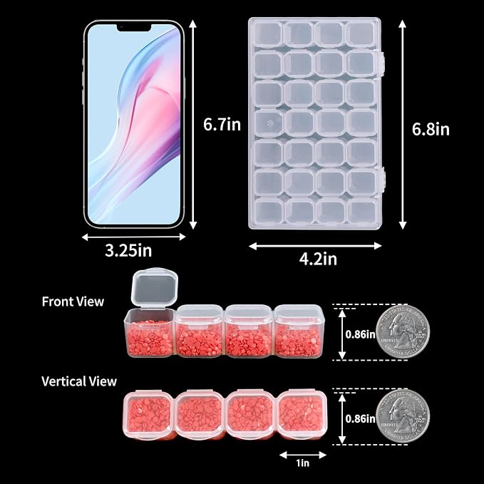 SGHUO 168 Slots 6pcs 28 Grids Diamond Painting Boxes Plastic Organizer, Bead Organizer - Image 2
