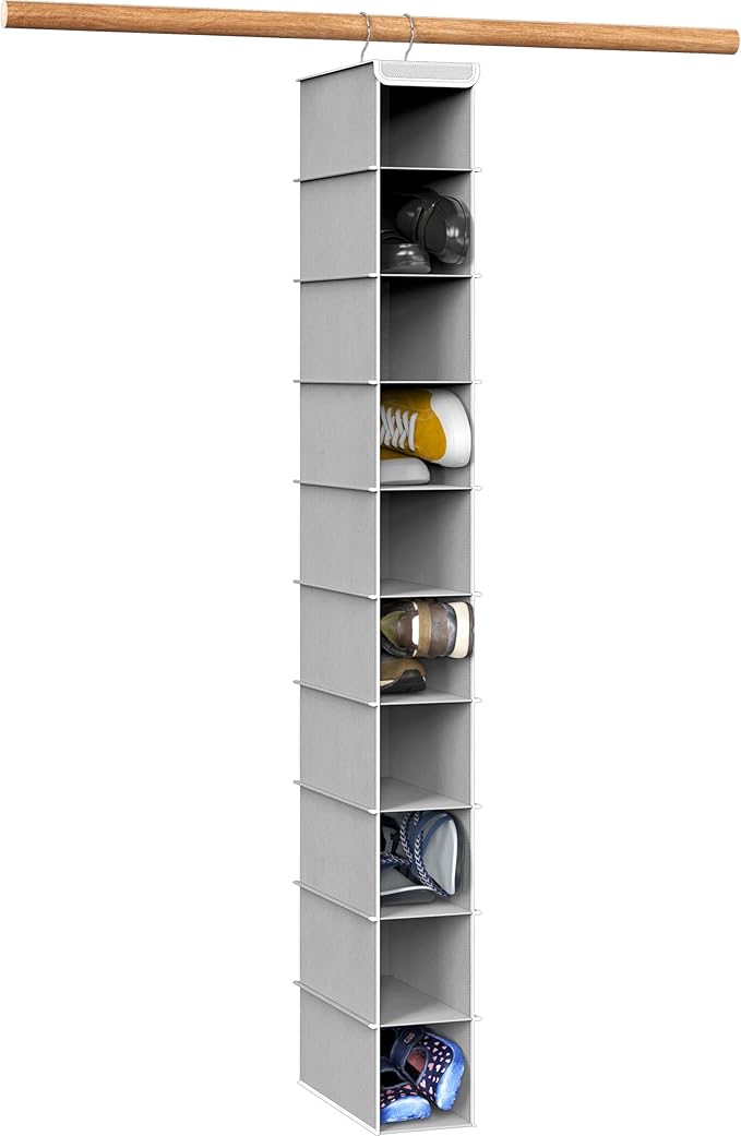 Simple Houseware 10 Shelves Hanging Shoes Organizer Holder for Closet, Grey by SimpleHouseware