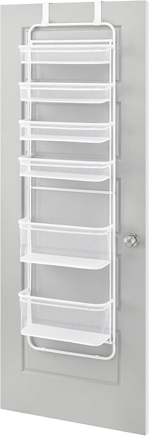 Whitmor Over The Door Organizer - 6 Sections - Pantry, Bathroom, Accessory Organizer - Metal and Mesh - White - Image 5