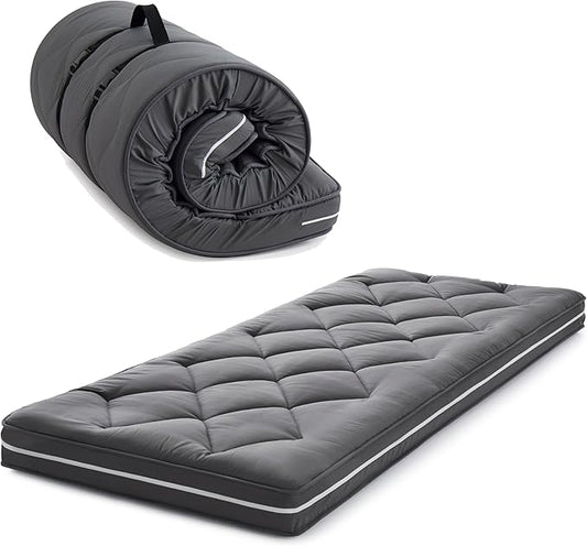4Inch Narrow Twin Floor Mattress,3-Layer Structure Cot Mattress Topper,Gel Memory Foam,Removable Thickened Cover,Portable Roll Up Sleep Pad(75X30X4“)