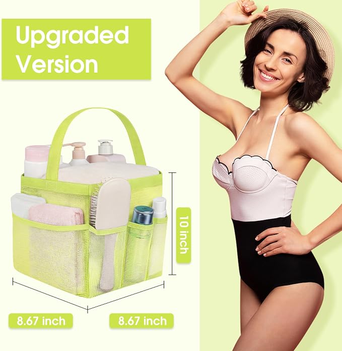 Attmu Mesh Shower Caddy Portable for College Dorm Room Camping Essentials, Shower Caddy Dorm with 9-Pockets, Large Capacity Hanging Basket Bathroom Bag for Toiletry, Swimming, Gym, Camp, Beach - Image 2