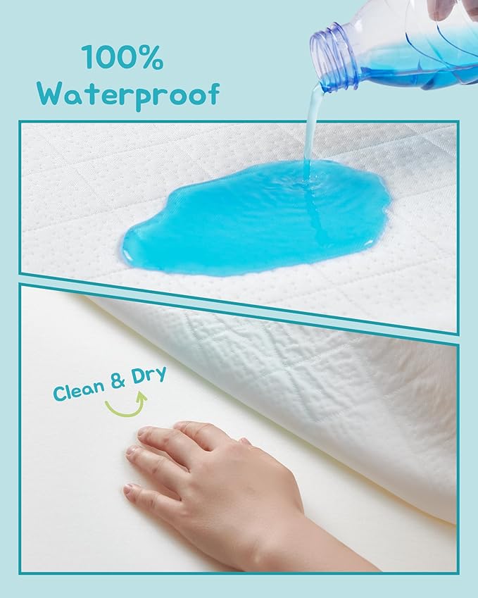 Viscose Derived from Bamboo Crib Mattress Protector, 100% Waterproof, Oeko-TEX Certified Baby Mattress Cover, for Standard Crib & Toddler Bed, Machine Washable & Dryer-Friendly, 52” x 28”
