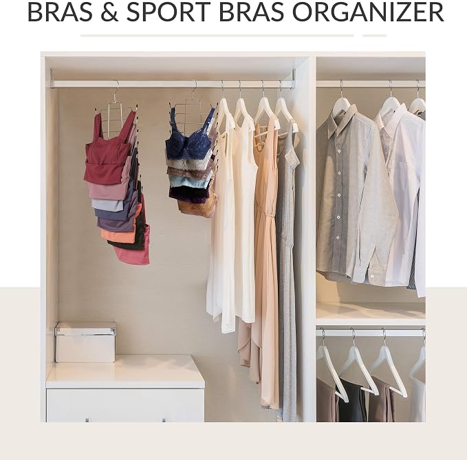 ZEDODIER 6 Pack Tank Top Hanger Space Saving, Bra Hangers for Closet Organizer, Hanging Bra Organizer Tank Tops Holder with 48 Hooks, Metal Closet Organizers and Storage Small Space Solutions, Silver - Image 5