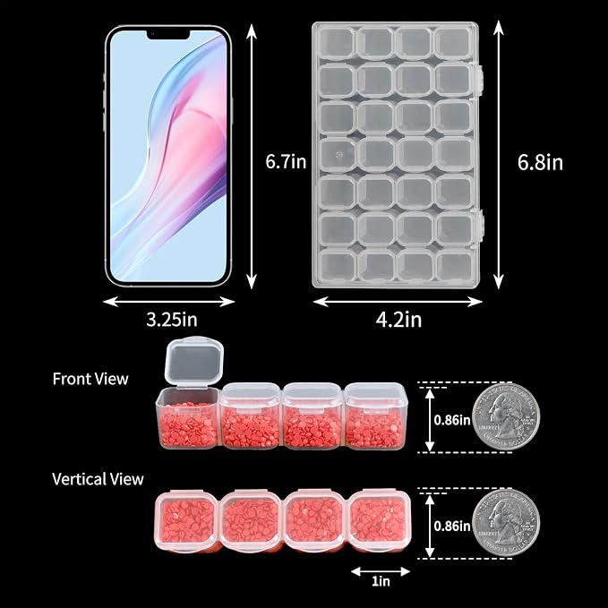 SGHUO Diamond Art Painting Bead Storage 3 Pack 28 Grids Diamond Art Accessories Boxes Plastic Organizer, Bead Organizer - Image 2
