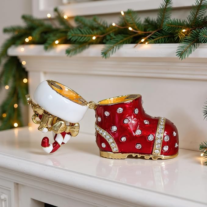 Christmas Jewelry Box with Rhinestone Decoration(Boot) - Image 2