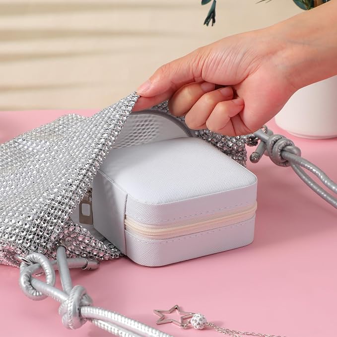 6Pcs PU Leather Small Travel Jewelry Case Organizer Storage, Bridesmaid Gifts Jewelry Box with Mirror for Women Girls - Image 6