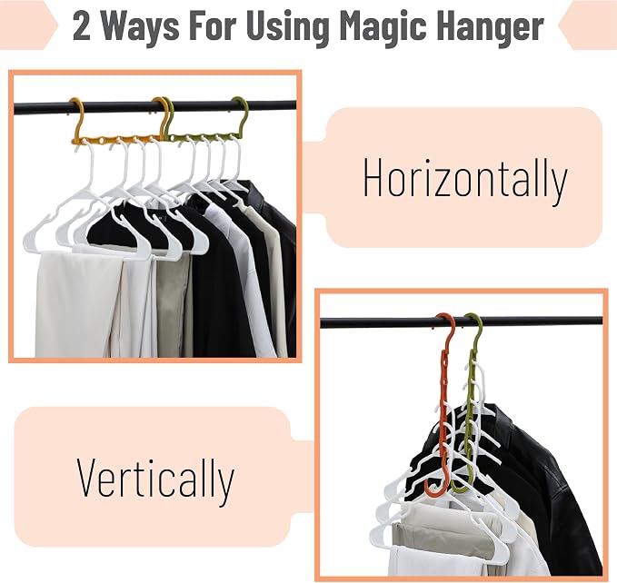 Mr. Pen- Space Saving Hangers for Clothes, 8 pcs, Autumn Colors, Plastic Multi Clothes Hangers Space Saving, 5 Slots, 360° Rotating Hooks - Image 4