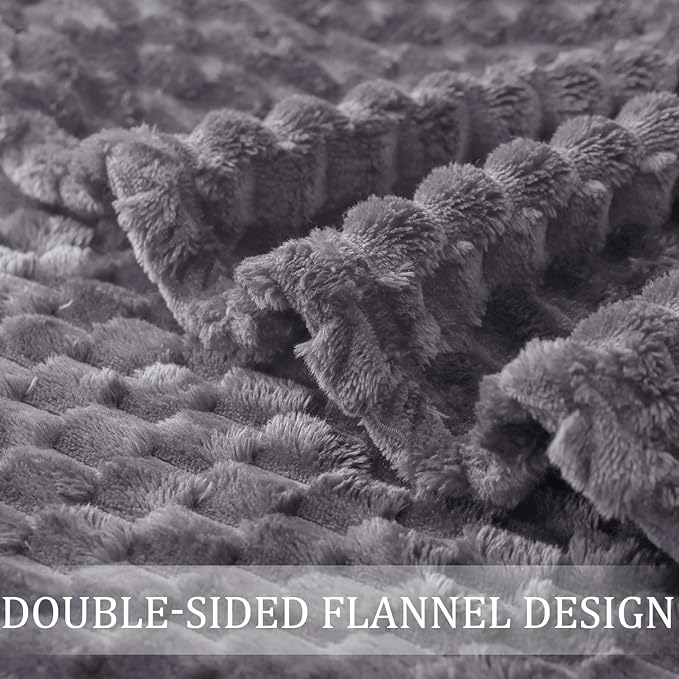 Exclusivo Mezcla Fleece Queen Blanket for Bed, Extra Large Fuzzy Dark Grey Bed Blankets, Soft Cozy Plush Sofa Throws for All Seasons, 90x90 Inches