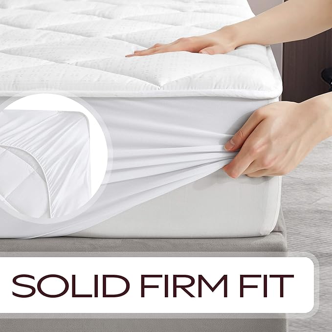 MAXI Queen Size Mattress Pad - Luxurious Cotton Sateen Mattress Protector - Soft, Comfortable, and Breatheable Mattress Cover - Mattress Pad Protects Mattress from Dust, Dirt, Spills, and Stains.