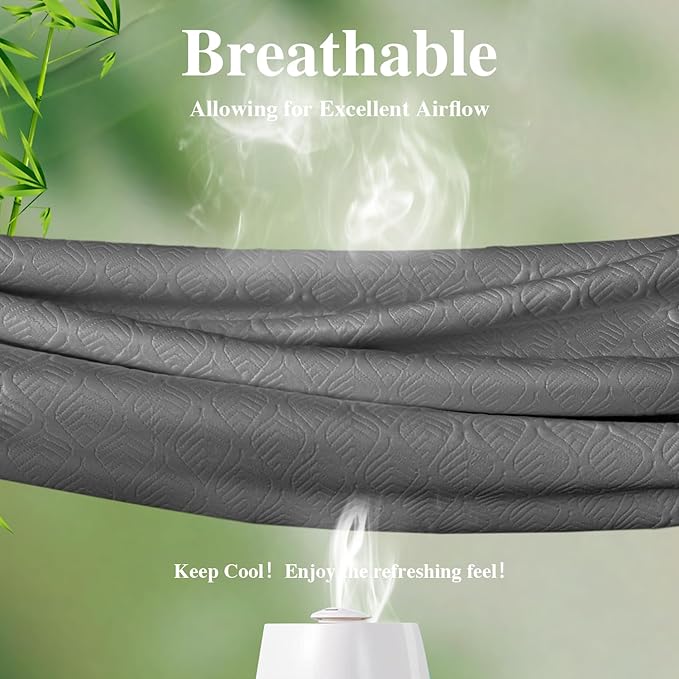 Twin XL Mattress Protector, Waterproof Mattress Pad Washable Rayon Mattress Cover Breathable Noiseless Bed Protector 3D Patterns 5" - 21'' Elastic Fitted Deep Pocket(Dark Grey)
