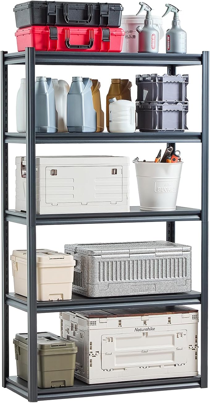 VEVOR Storage Shelves, 2000 lbs, 5 Tier Garage Storage Shelving, 18" D x 40" W x 72" H Adjustable Metal Shelves for Garage Shelves Utility Rack Shelf, Ideal for Kitchen, Warehouse, Basement, Black by VEVOR