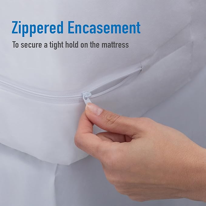 Home Details 2 Pack Full Size Premium Zippered Mattress Protector | Cooling | Cozy | Comfortable | PVC | Bed Bug Prevention | Waterproof | Hypoallergenic | Easy to Clean | Zipper | Encasement | White